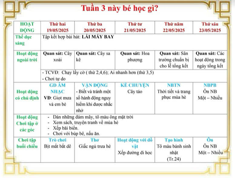 tuần 3 mùa hè của bé